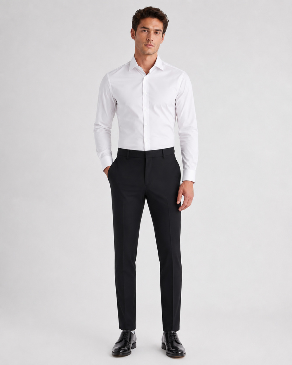 New Express Men’s Slim Black Wool-Blend Washable Modern Tech Suit Pants 34x30